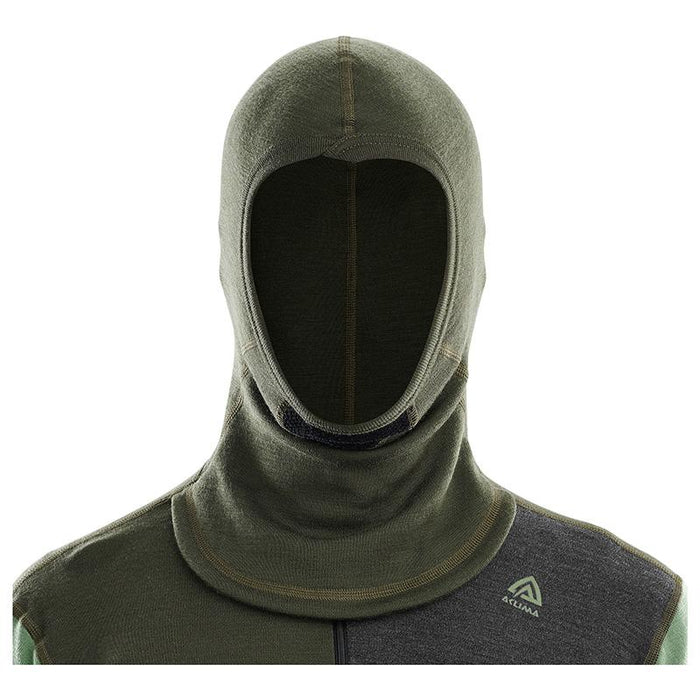 WarmWool Hood Sweater With Zip - Olive Night/Dill/Marengo - Herr