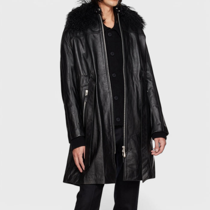 Monroe Black Long Leather Jacket