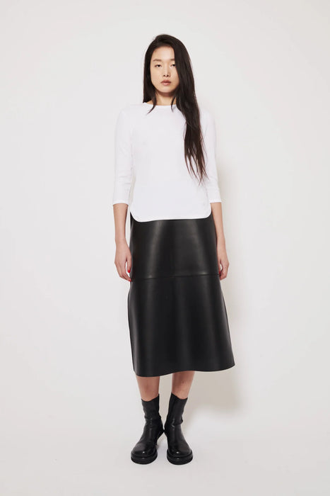 3/4 sleeved rib top white