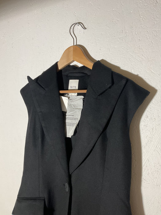 Sleeveless Tailored Wool Coat
