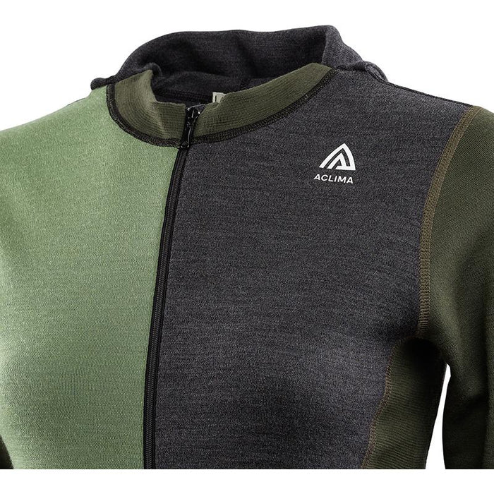 WarmWool Hood Sweater With Zip - Marengo/Olive Night/Dill - Dam