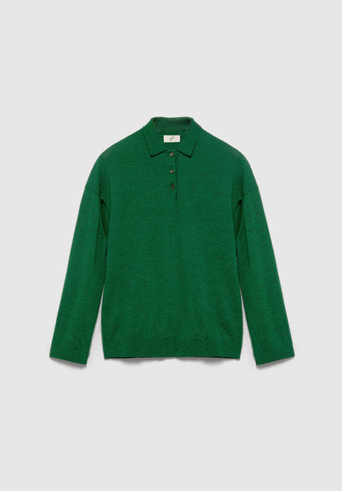 Polo-neck Cut-out Knit Sweater