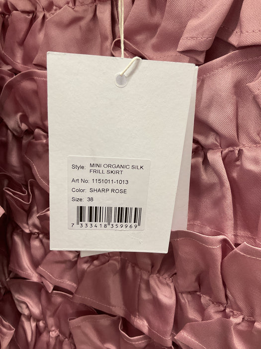 Pink mini organic silk frill skirt