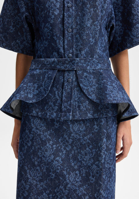 Lace Print Denim Petal Belt