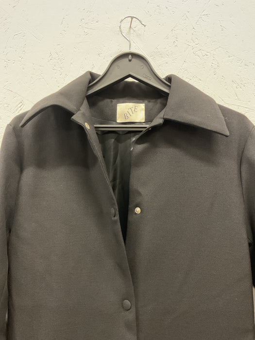 Long Wool Coat with Side Slits