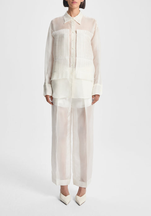 Pleated Silk Patch Shirt