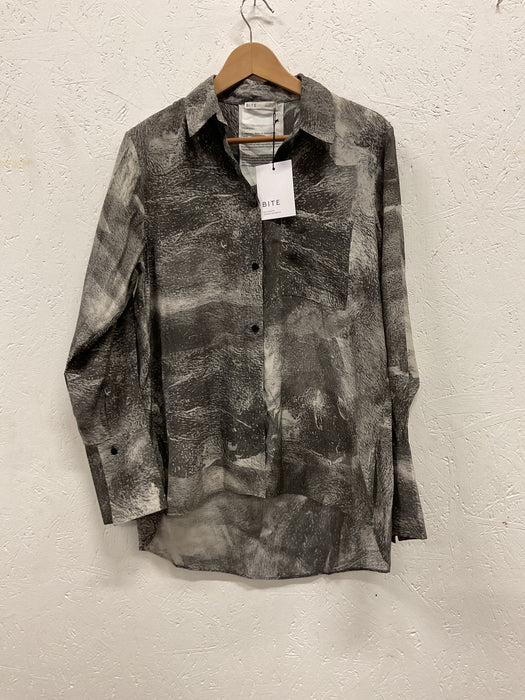 Grey Print Silk Shirt