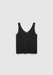 A black sleeveless tank top with a scoop neckline and a simple, fitted silhouette, displayed against a plain background.