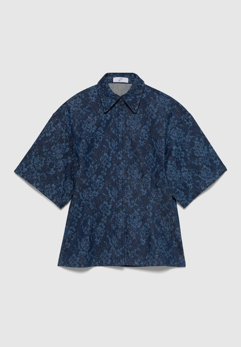 Lace Print Denim Shirt