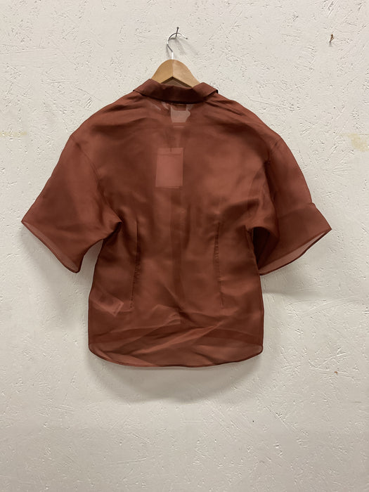 Short-Sleeved Silk Organza Shirt