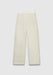 A pair of cream-colored straight-leg trousers with a tailored fit, featuring a mid-rise waistband with belt loops and clean, minimal detailing, displayed against a plain background.