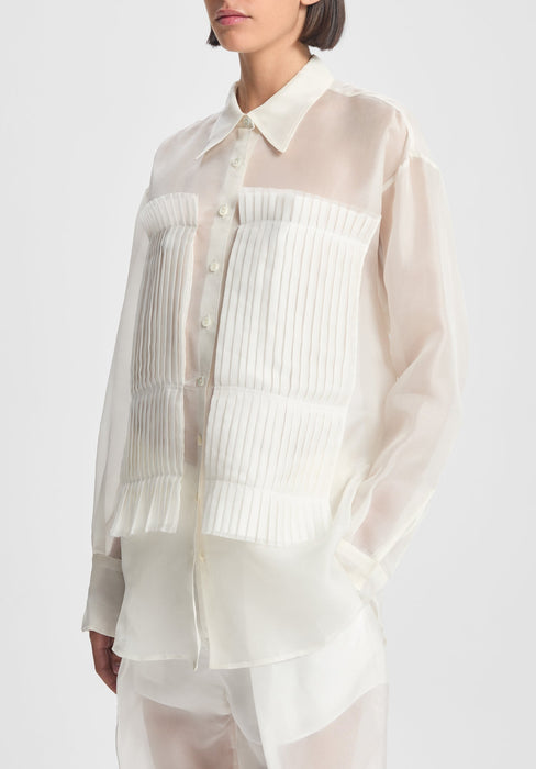 Pleated Silk Patch Shirt