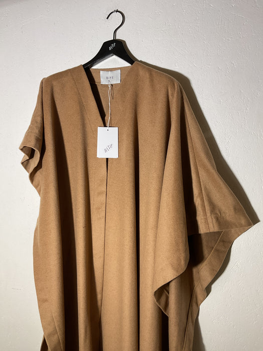 Assymetric Wool Long Poncho