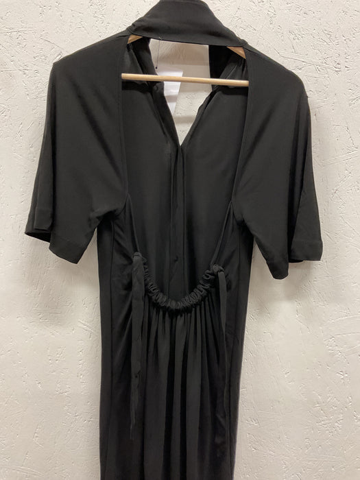 Black Jersey Open Back Shirtdress