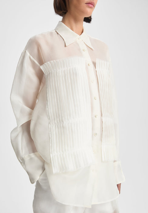 Pleated Silk Patch Shirt