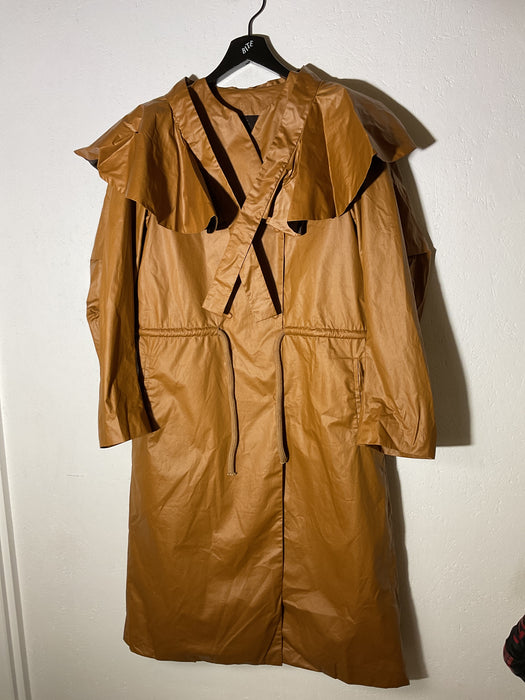 Curved Sleeve Waxed Cotton Coat