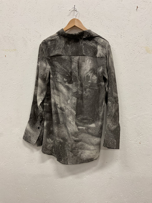 Grey Print Silk Shirt