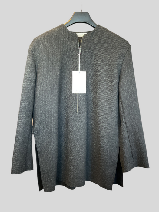 Half-zip wool twill tunic