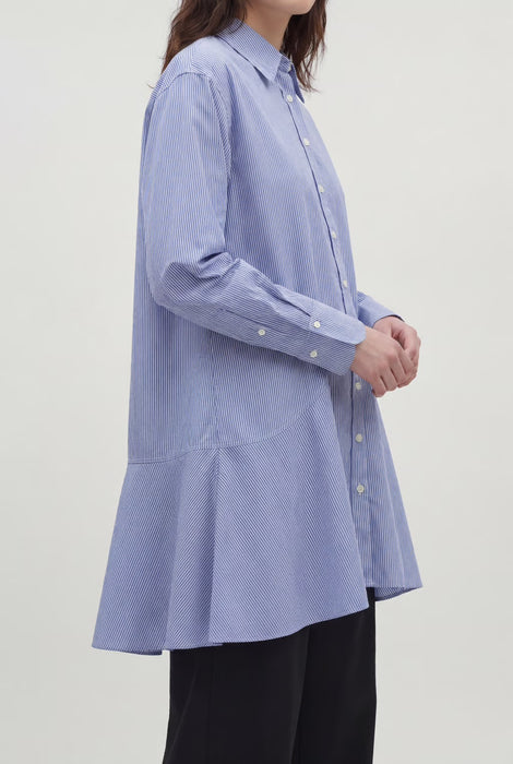 Striped Petal Bottom Shirt Dress
