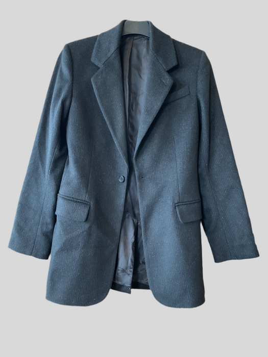 Black Wool Jacket With Faded Stripes
