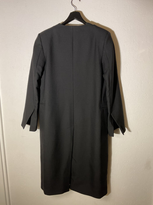 Black Wool Petal Coat with Silk Lapels