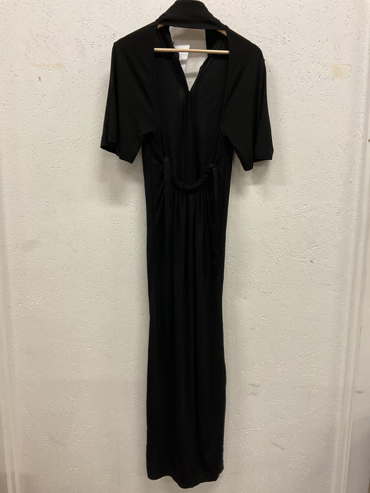 Black Jersey Open Back Shirtdress