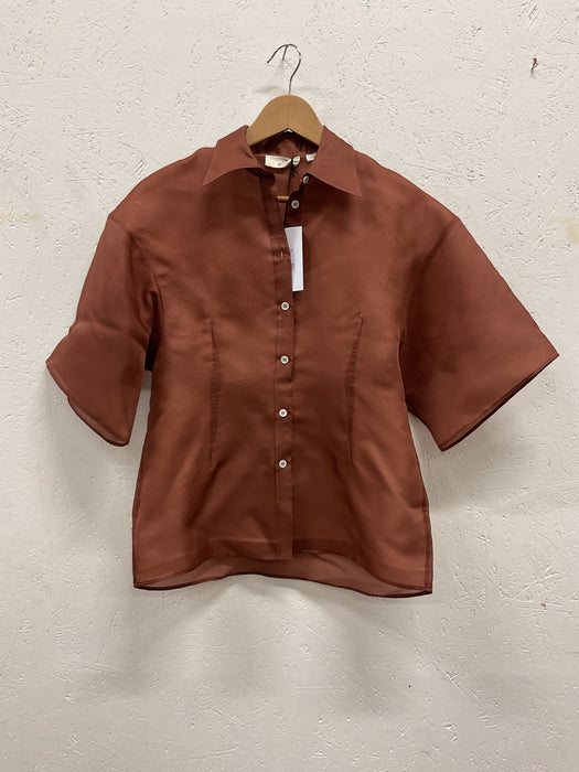 Short-Sleeved Silk Organza Shirt