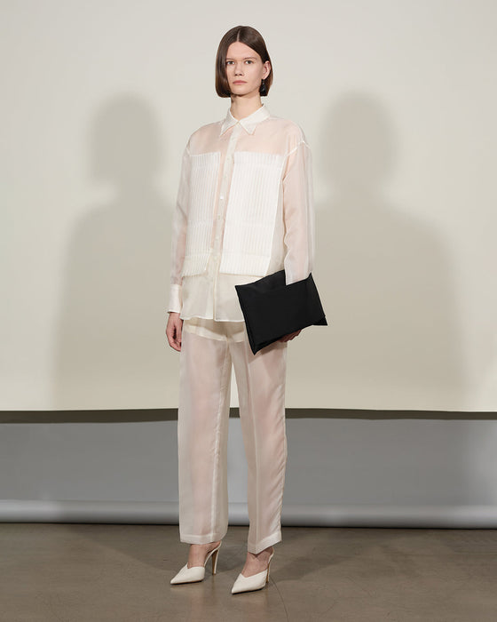 Pleated Silk Patch Shirt