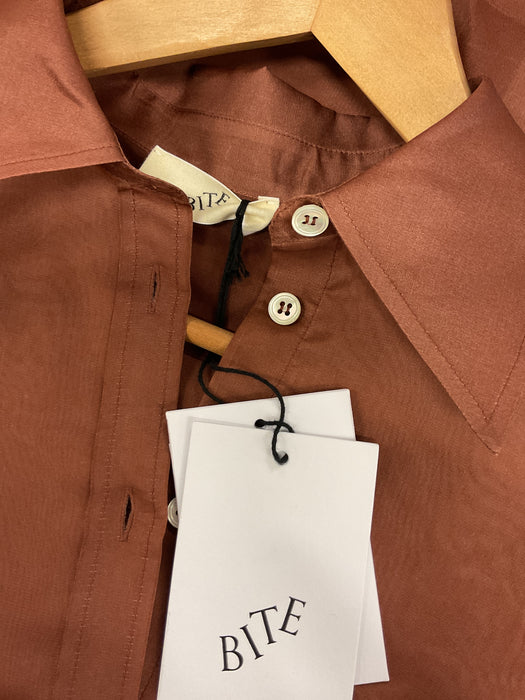 Short-Sleeved Silk Organza Shirt