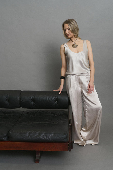 Carla Satin Top Champagne