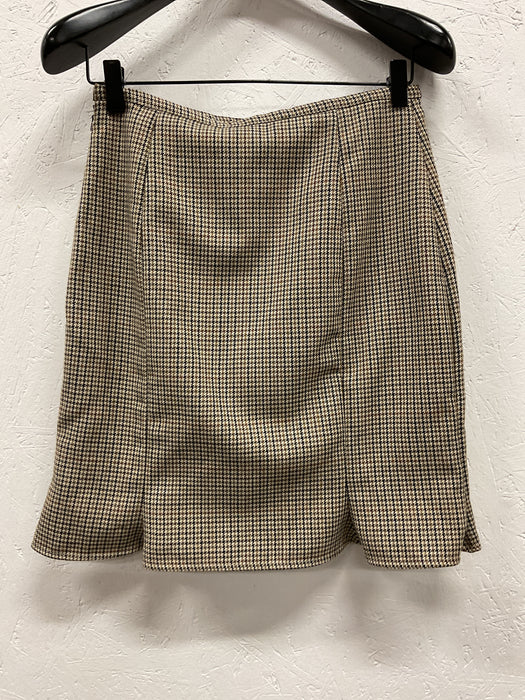 Arista Flared Checked Wool Skirt