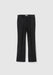 A pair of black straight‑leg dress pants laid flat on a light gray background, featuring belt loops, a front zipper with a clasp closure, and a slight flare at the hem.