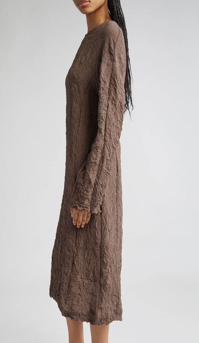 Long crinkle dress brown