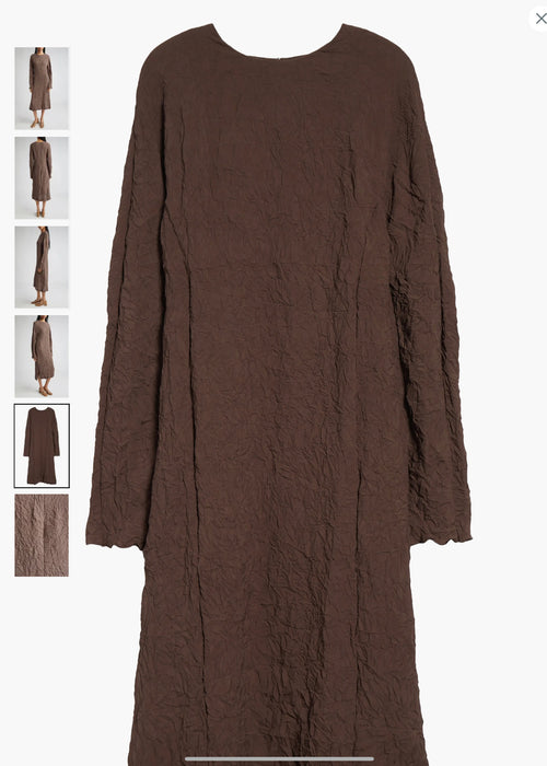 Long crinkle dress brown
