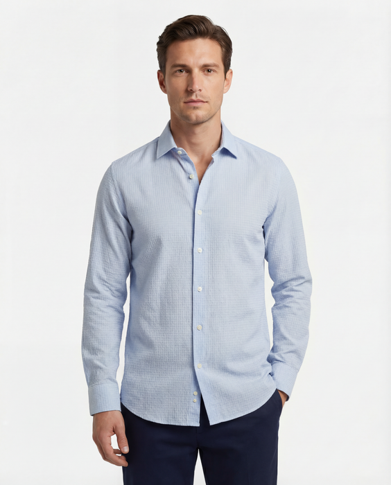 Patterned Shirt Light Blue