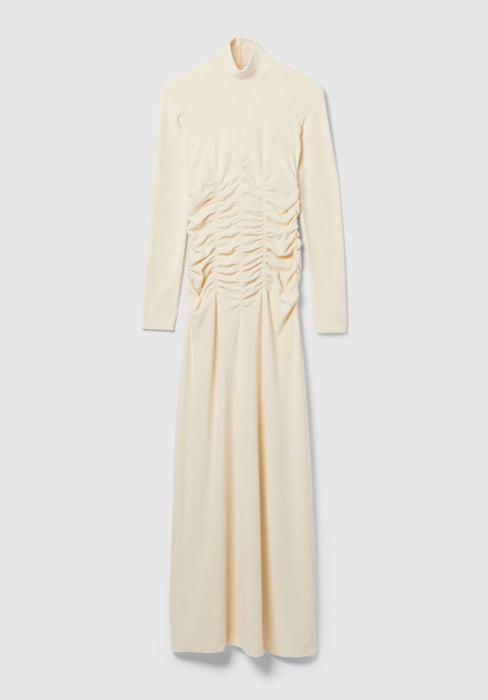 High Neck Ruche Velvet Dress