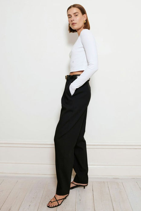 Long-sleeved ribbed top white