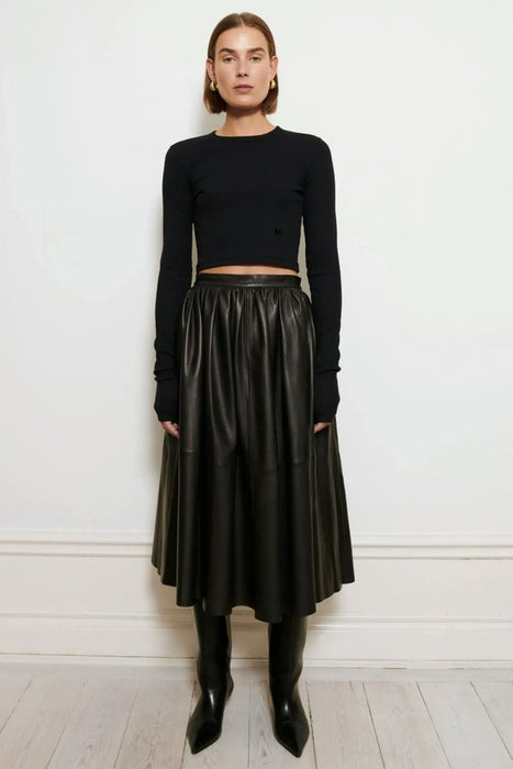 Long-sleeved rib top black