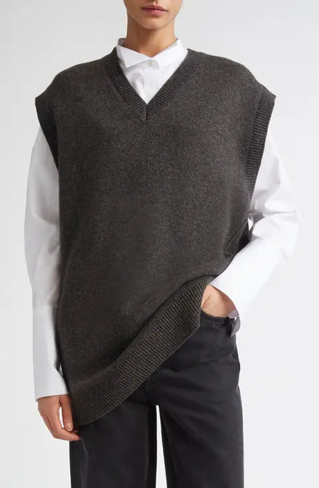 Double knit merino vest dark grey