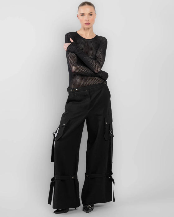 Gabardine rave trousers black