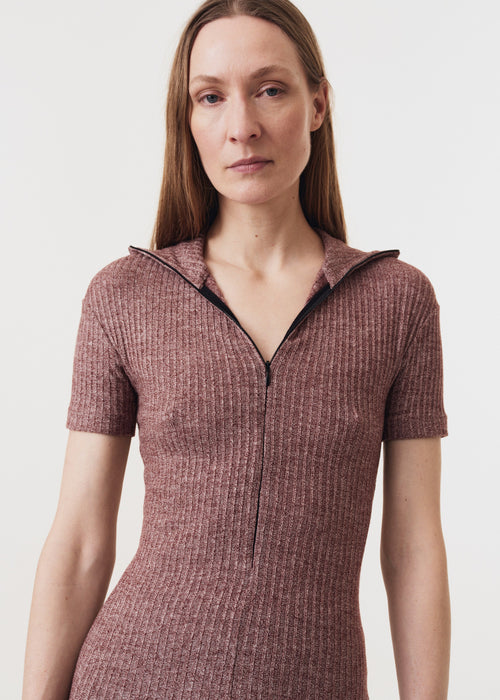 Rib Zip Turtle Top Shortsleeve